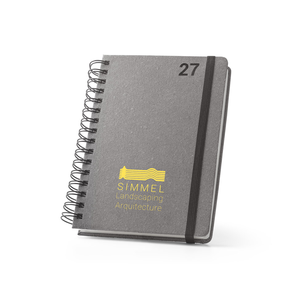 Agenda A5, com argolas, em pele (58% reciclada)