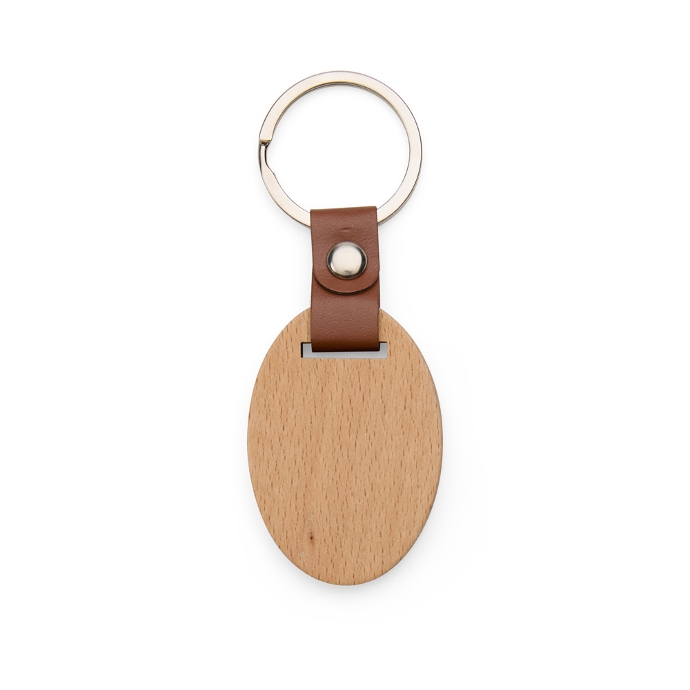 Chaveiro Madeira - Formato Oval - Argola em Metal